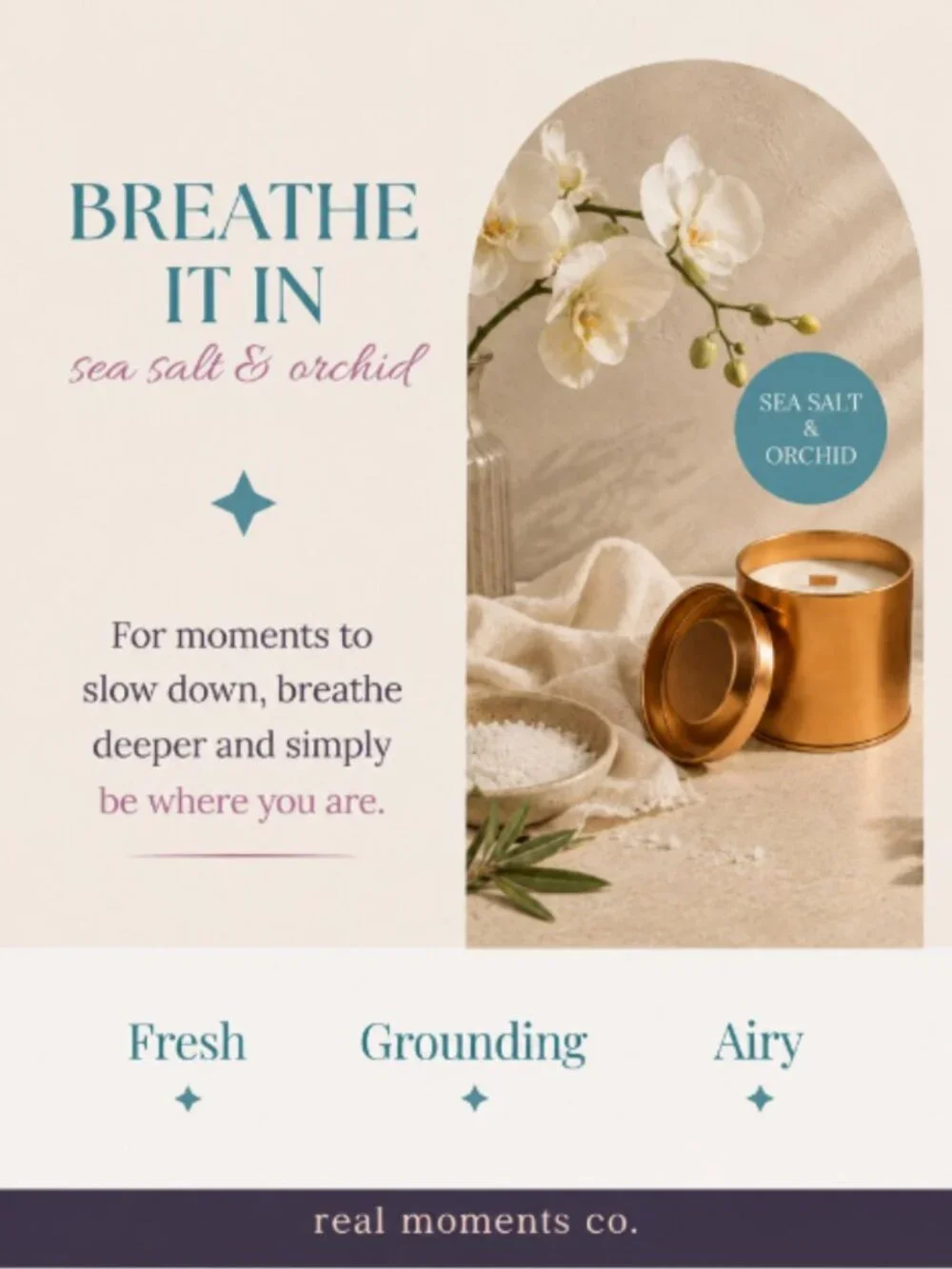 Breathe It In Candle, Sea Salt & Orchid, Self Care Candle Petite Gift Set